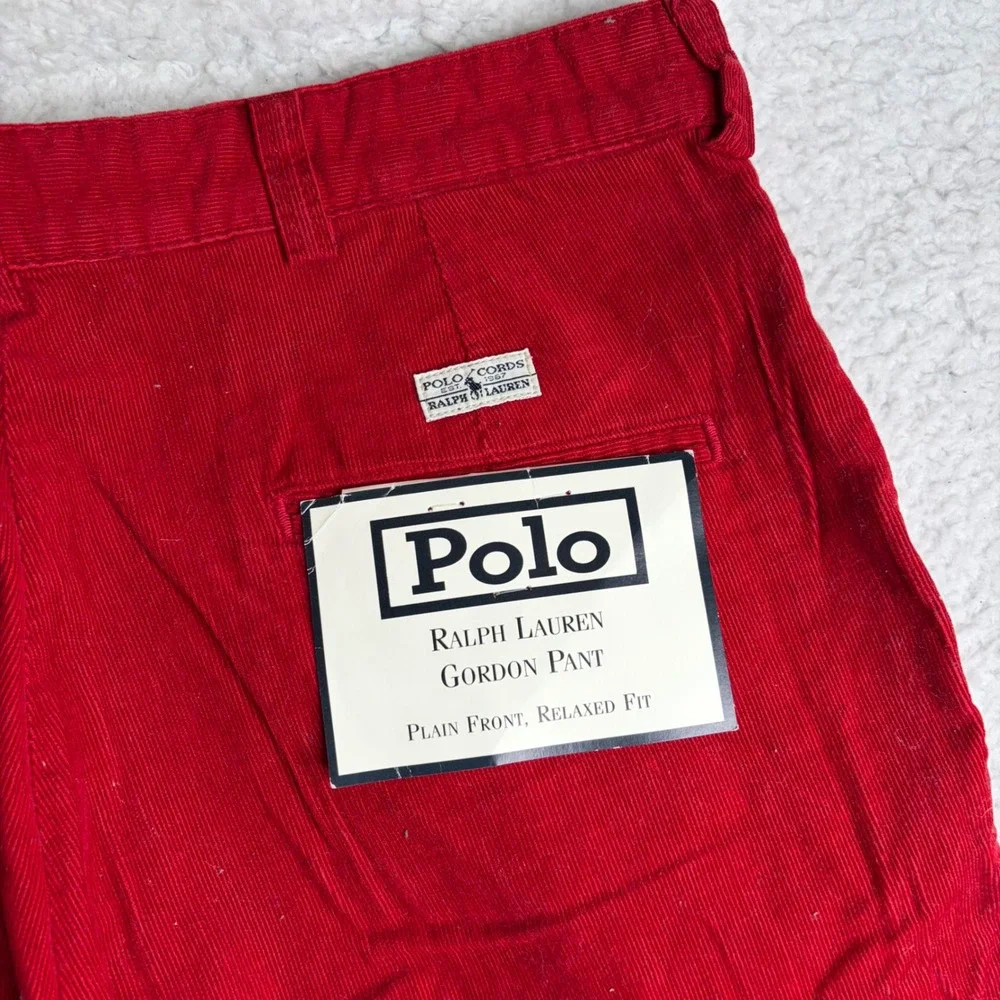 NEW Polo Ralph Lauren Gordon Pant Red Corduroy Relaxed Fit Made USA 36x32(34x32)
